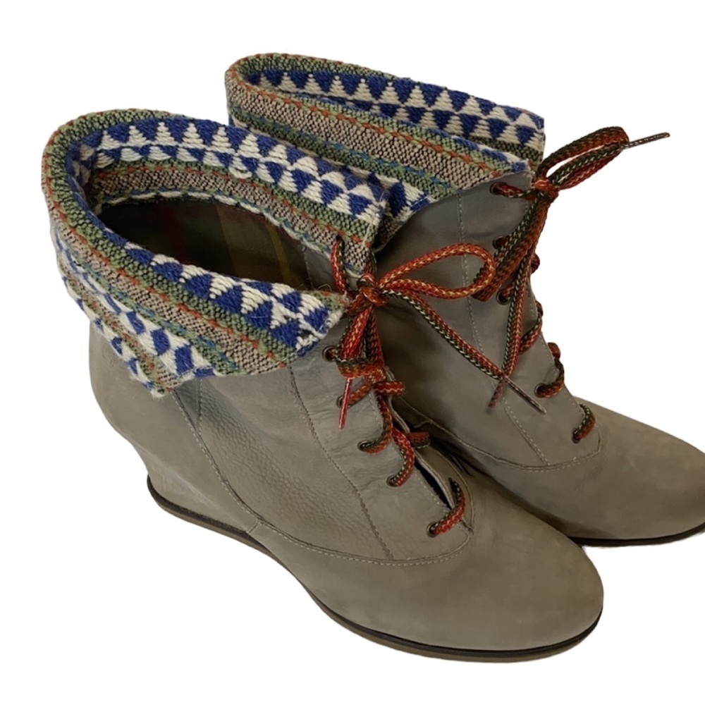 Anthropologie Holding Horses Suede Leather Wedge Boots